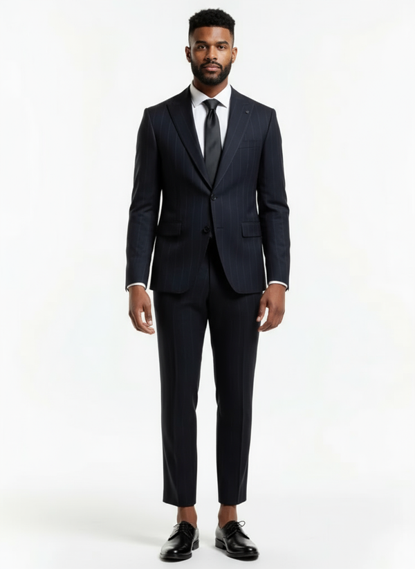 Jack Victor Pin Stripe Suit | Navy