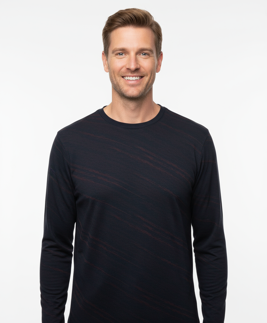 Robert Barakett Long Sleeve Tee Domenico | Navy/Red