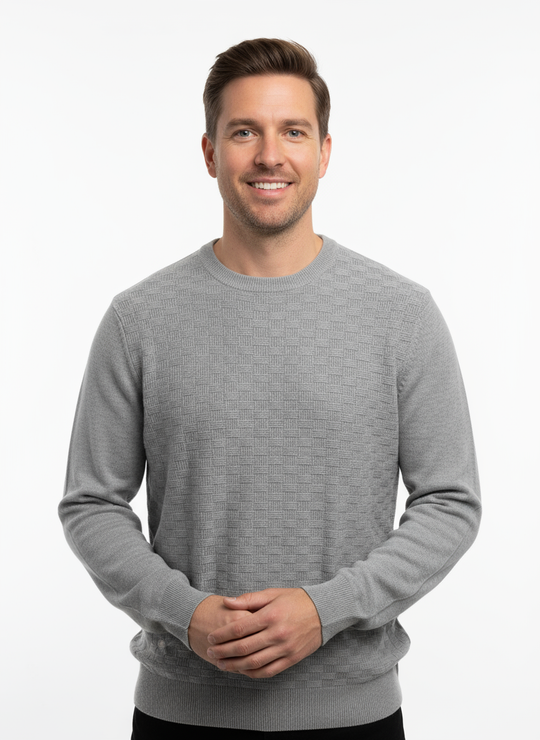 Point Zero Fine Knit Crew | Light Grey