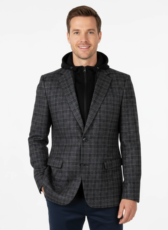 Horst Blazer with Removable Hood | Charcoal