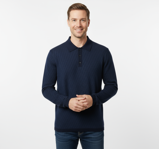 Robert Barakett long Sleeve Polo Sweater Borja | Navy