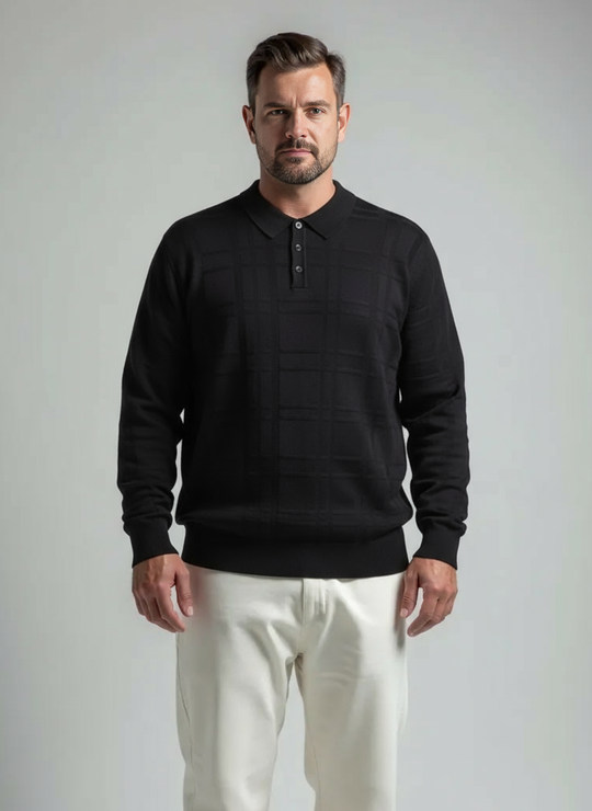 Point Zero Polo Sweater | Black