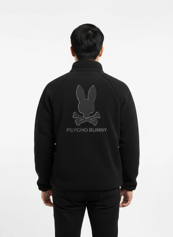 Psycho Bunny Men's Riley Sherpa Full Zip | Black