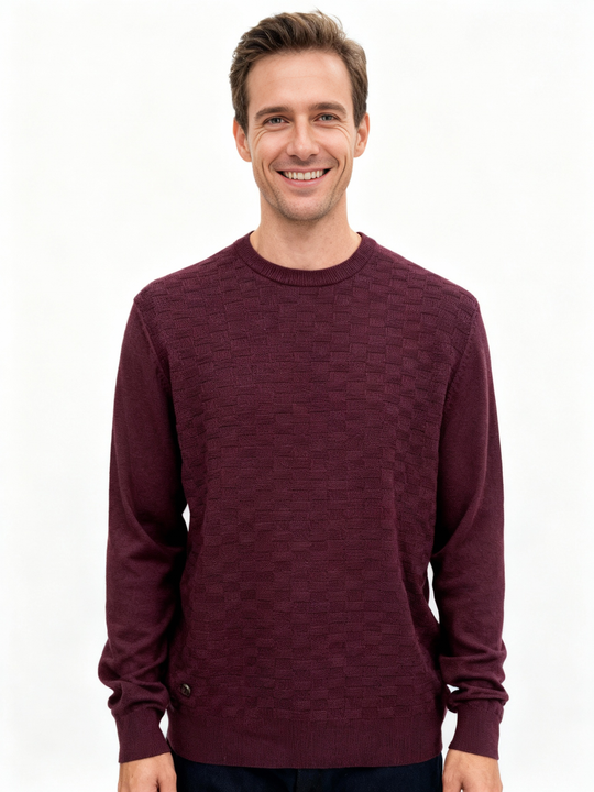 Point Zero Fine Knit Crew | Wine Mix