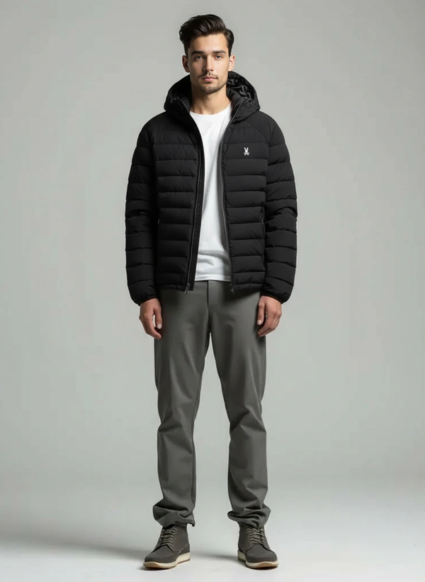 Psycho Bunny Men's Puffer Jacket Humphrey | Black