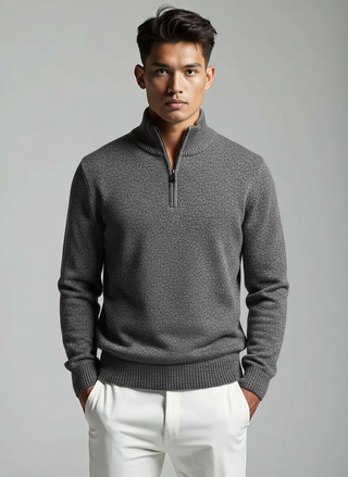 Point Zero Chenille 1/4 Zip Sweater | Grey/Black
