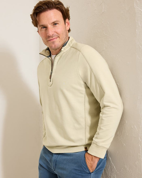 Tommy Bahama Ben & Terry Half-Zip Sweatshirt | Warm Mist