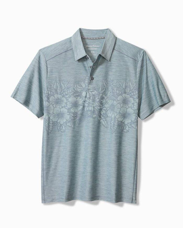 Tommy Bahama Palm Coast Hibiscus Border IslandZone® Polo | Sterling Blue - Caswell's Fine Menswear