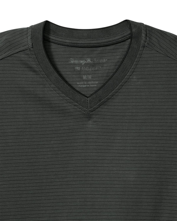 Tommy Bahama Bay Stripe V-Neck IslandZone® T-Shirt | Coal