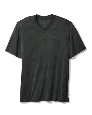 Tommy Bahama Bay Stripe V-Neck IslandZone® T-Shirt | Coal