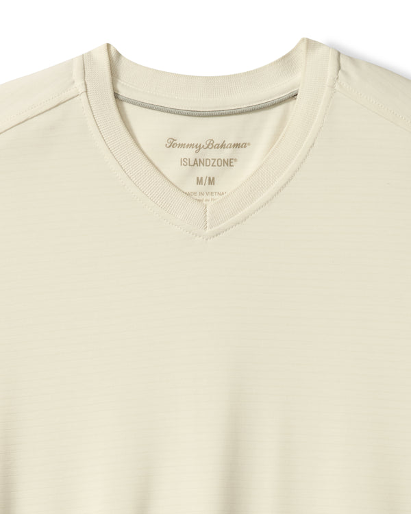 Tommy Bahama Bay Stripe V-Neck IslandZone® T-Shirt | Vanilla Ice