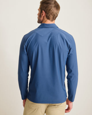 Tommy Bahama Pebble Coast Zip Polo Long Sleeve | Bering Blue