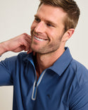 Tommy Bahama Pebble Coast Zip Polo Long Sleeve | Bering Blue