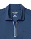 Tommy Bahama Pebble Coast Zip Polo Long Sleeve | Bering Blue