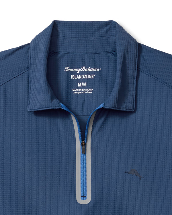 Tommy Bahama Pebble Coast Zip Polo Long Sleeve | Bering Blue