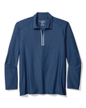 Tommy Bahama Pebble Coast Zip Polo Long Sleeve | Bering Blue