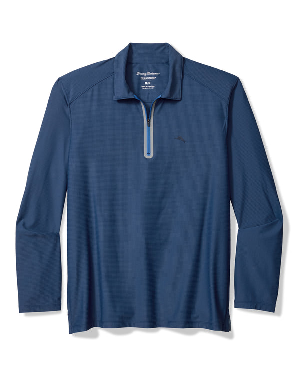 Tommy Bahama Pebble Coast Zip Polo Long Sleeve | Bering Blue