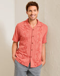 Tommy Bahama Palm Fresco Beach Border IslandZone® Camp Shirt | Spiced Crimson