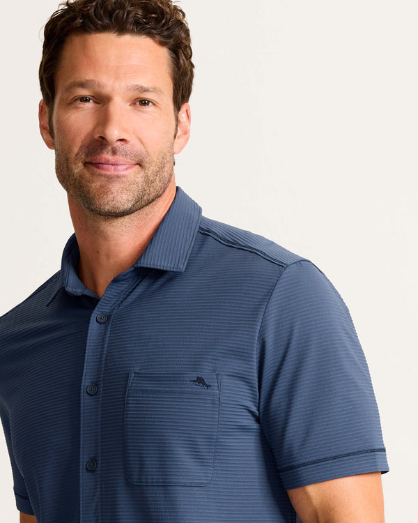 Tommy Bahama Costa Wave IslandZone® Camp Shirt | Carbon Navy