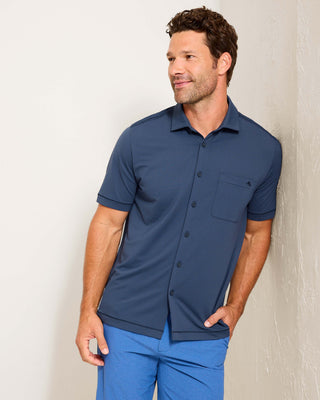 Tommy Bahama Costa Wave IslandZone® Camp Shirt | Carbon Navy