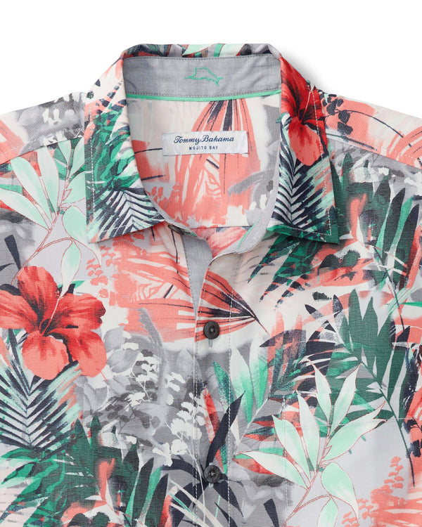 Tommy Bahama Mojito Bay Electric Blooms IslandZone® Short-Sleeve Shirt | Summer Grey - Caswell's Fine Menswear