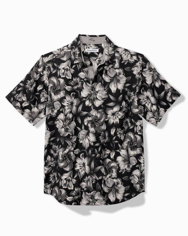 Tommy Bahama Hibiscus Hideaway Silk Camp Shirt | Black - Caswell's Fine Menswear