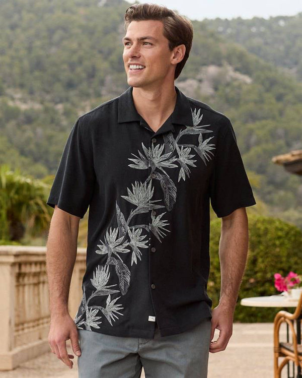 Tommy Bahama Across Paradise Silk Camp Shirt | Black - Caswell's Fine Menswear