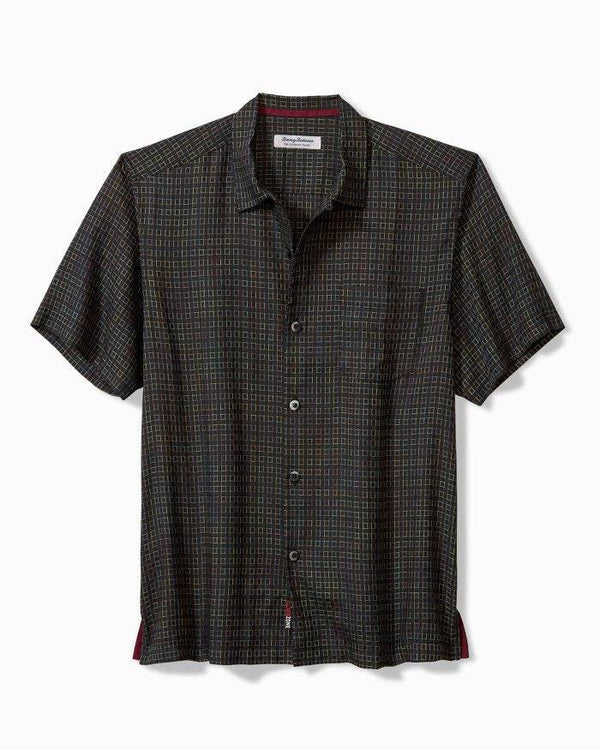 Tommy Bahama Coconut Point Prismatic Check IslandZone® Camp Shirt | Black - Caswell's Fine Menswear
