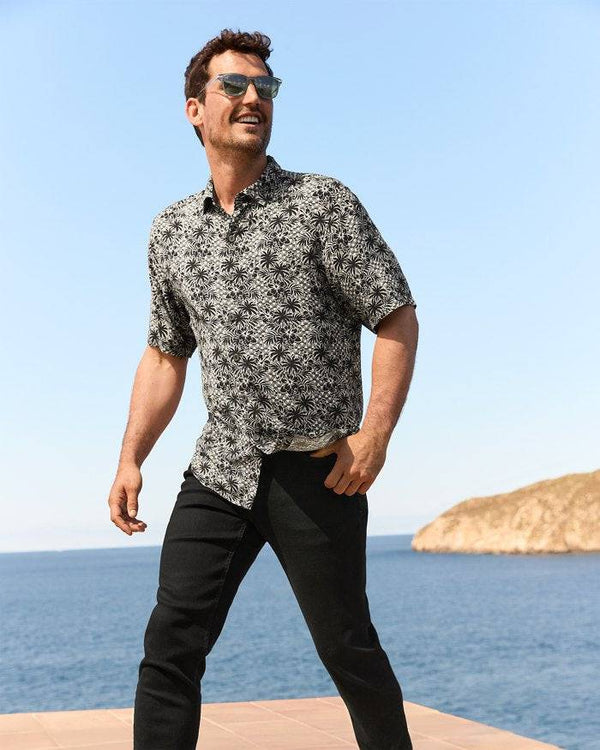 Tommy Bahama Veracruz Cay Palm Cascade Short-Sleeve Shirt | Black - Caswell's Fine Menswear
