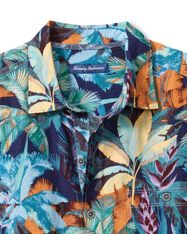 Tommy Bahama Sand Linen Fuego Palms Camp Shirt | Blue Jean - Caswell's Fine Menswear