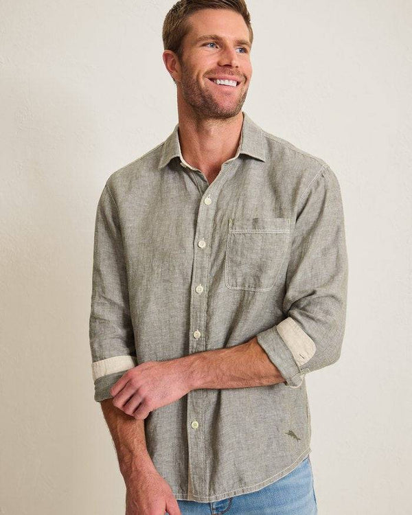 Tommy Bahama Paradise Breezer Linen Long-Sleeve Shirt | Tea Leaf - Caswell's Fine Menswear