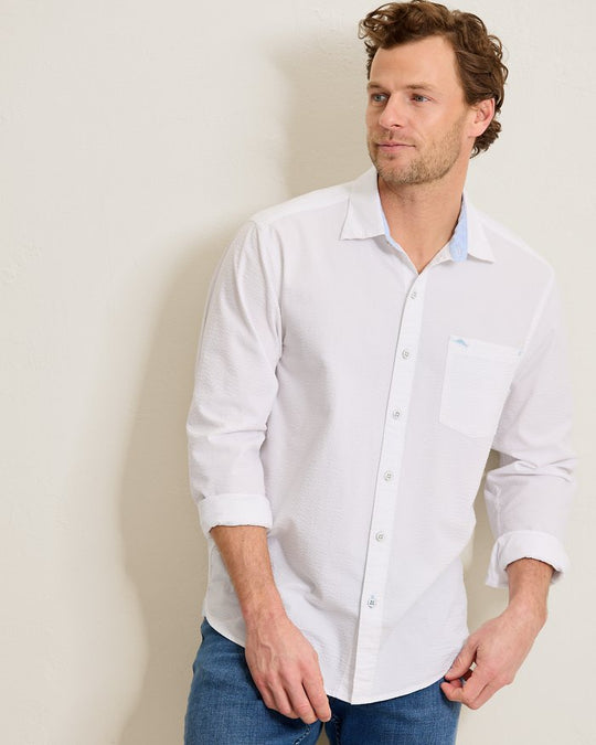 Tommy Bahama Nova Wave Cotton-Blend Long-Sleeve Shirt | White