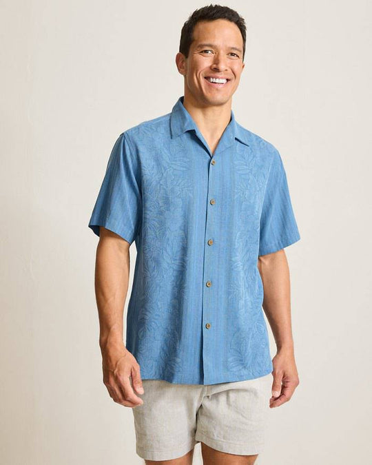 Tommy Bahama Maui Border Silk Camp Shirt | Buccaneer Blue