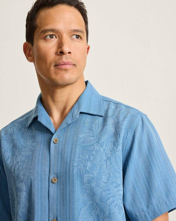 Tommy Bahama Maui Border Silk Camp Shirt | Buccaneer Blue - Caswell's Fine Menswear