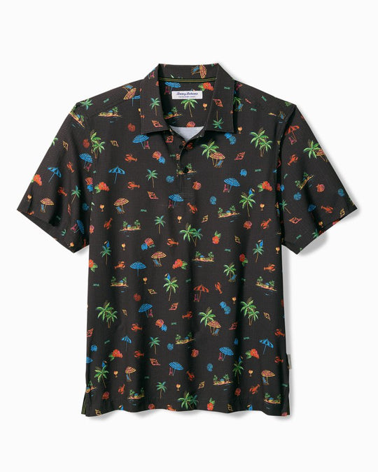 Tommy Bahama Coast Palm Villa IslandZone® Polo | Black Velvet