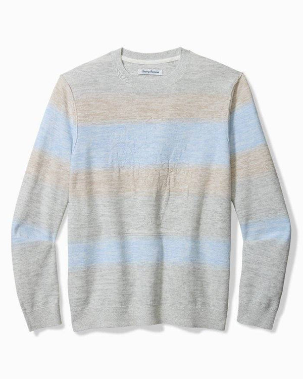 Tommy Bahama Sorrento Sunset Linen-Blend Crew Sweater | Grey Heather - Caswell's Fine Menswear