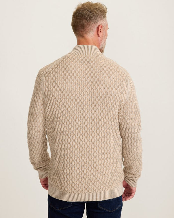 Tommy Bahama Cross Cable Button-Neck Sweater | Hazelnut Cream