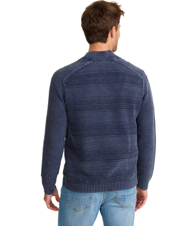 Tommy Bahama Saltwater Tides - Pull texturé demi-zip - Carbon Navy