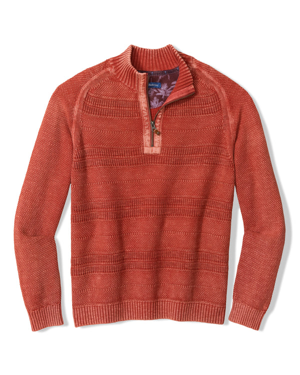 Tommy Bahama Saltwater Tides - Pull demi-zip texturé | Dark Lobster