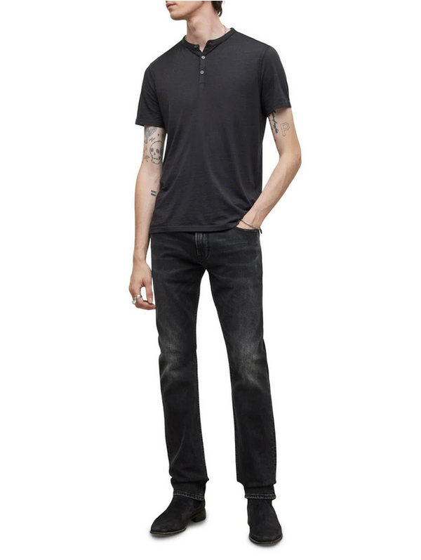 Burnout Henley, Charcoal Heather - Caswell's Fine Menswear