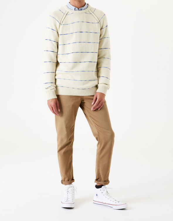 Crew Neck Sweater, Cream - Caswell's Fine Menswear