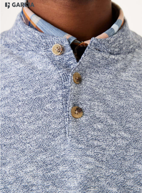 Sweater Henley, Marine - Caswell's Fine Menswear
