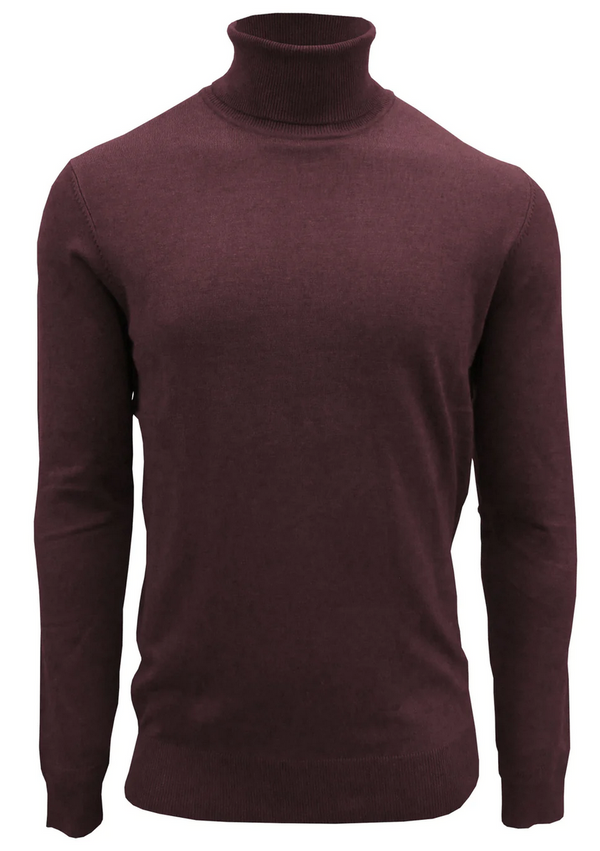 Point Zero Cashmere-Like Turtle Neck Sweater, Wine - Caswell's Fine Menswear
