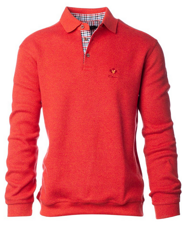 Ethnic Blue Polo Sweater, Red - Caswell's Fine Menswear