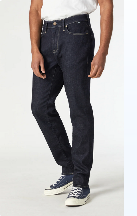 Mavi Steve Athletic Fit Jeans Mid Rise, Rinse Pro Darktech - Caswell's Fine Menswear