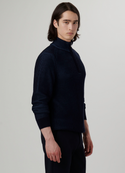 Bugatchi Cable Knit Quarter Zip Sweater, Navy - Caswell's Fine Menswear