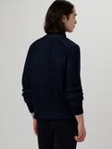 Bugatchi Cable Knit Quarter Zip Sweater, Navy - Caswell's Fine Menswear