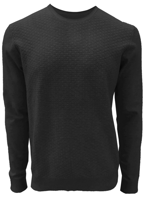 Point Zero Luxury Crew Neck Sweater, Black - Caswell's Fine Menswear