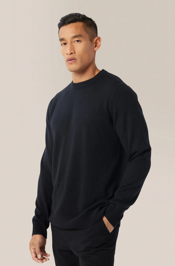 Good Man Cashmere Crew Neck Sweater, Black - Caswell's Fine Menswear