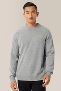 Goodman Cashmere Crew Neck Sweater, Grey Heather - Caswell's Fine Menswear